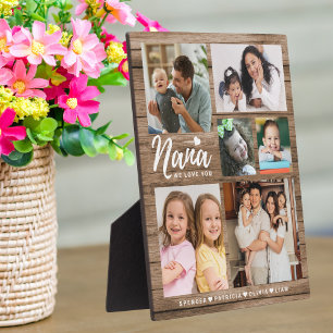 Plaque Photo Bois rustique Nous vous aimons Nana Grandkids 6 Ph