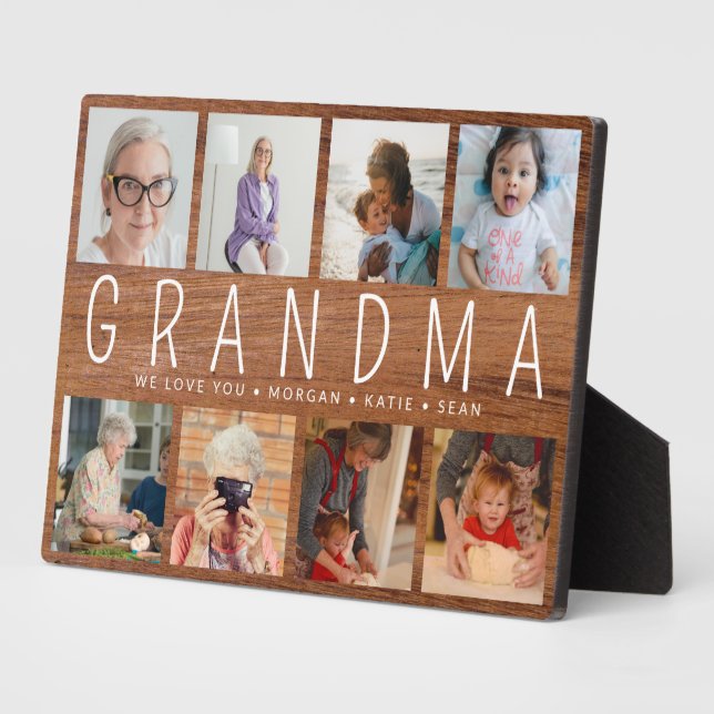 Plaque Photo Bois rustique Personnalisé 8 Photo Moderne Grandma (Côté)