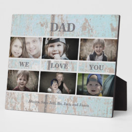 Plaque Photo Bois Turquoise Papa Nous t'aimons Collage Photo