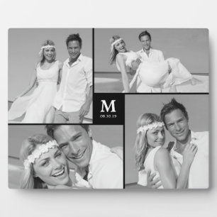 Plaque Photo Boîte noire Monogramme intemporel Mariage Photo Ea