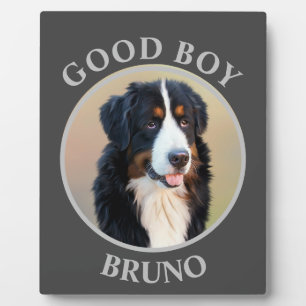 Plaque Photo Bon garçon chien ajouter photo texte art gris mode