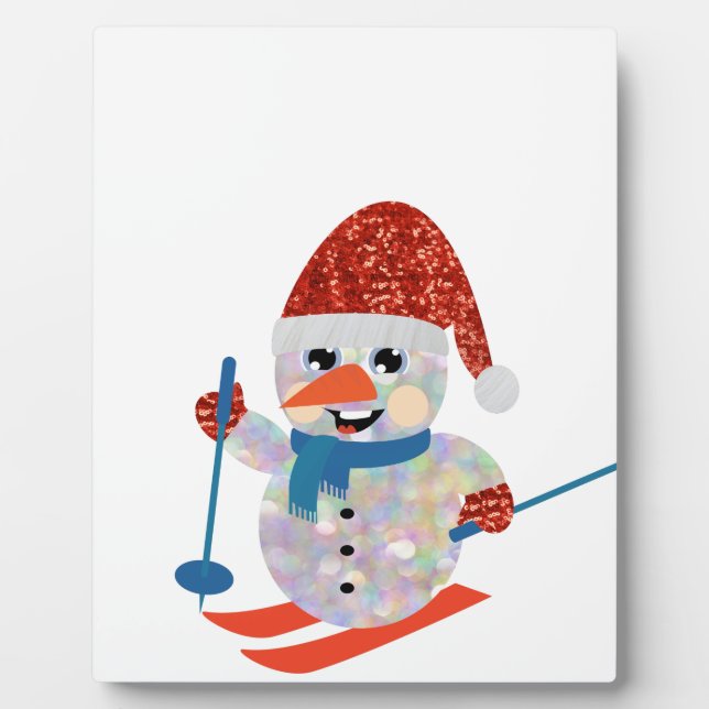 Plaque Photo bonhomme de neige de noël (Devant)