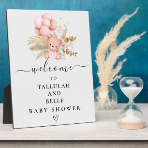 Plaque Photo Bonjour Bébé Ours Bohème Douche