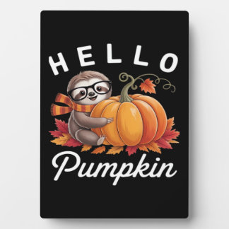 Plaque Photo Bonjour Citrouille - Jolie Automne Sloth Feuilles 