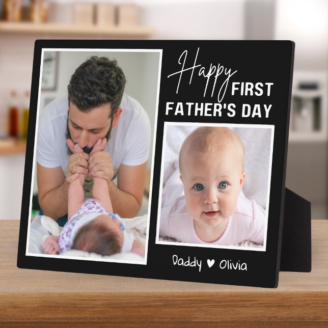 Plaque Photo Bonne première Fête des pères Nouveau papa 2 photo (Créateur téléchargé)