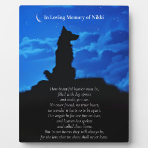 Plaque Photo Bordure commémorative de chien Collie Type Spiritu
