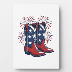 Plaque Photo Bottes de cowboy patriotiques conception de chemis