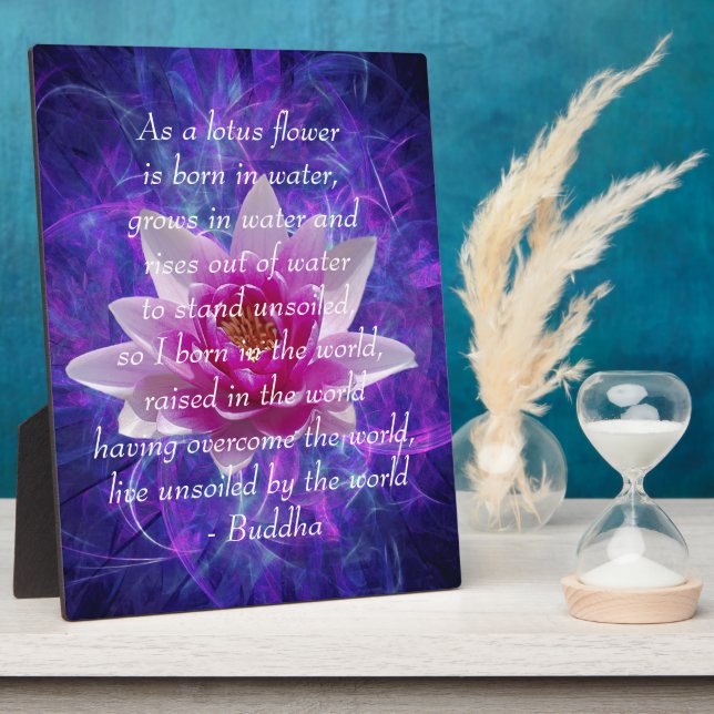 Plaque Photo Bouddha citation Lotus flower (Côté)