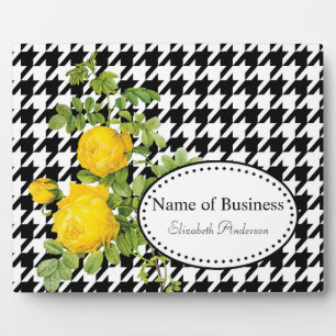 Plaque Photo Boutique Rose jaune à carreaux