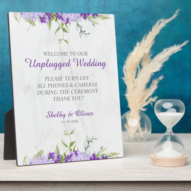 Plaque Photo Branches Fleurs de teintes violettes Mariage débra (Côté)