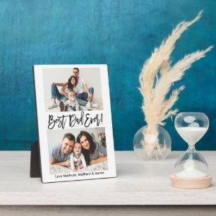 Plaque Photo Brochure moderne Script Best Papa Ever 2 Photo