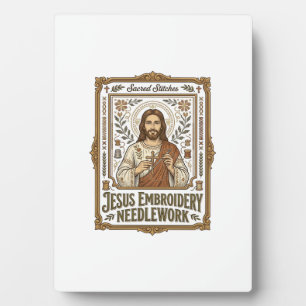 Plaque Photo Broderie Jésus Travail à l'aiguille Jésus Broderie