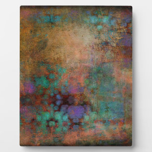 Plaque Photo Bronze, Turquoise, violet Abstrait