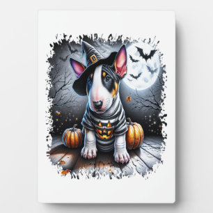 Plaque Photo Bull Terrier Chien Halloween