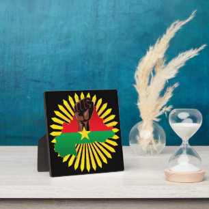 Plaque Photo Burkina Faso Carte, drapeau et première révolution