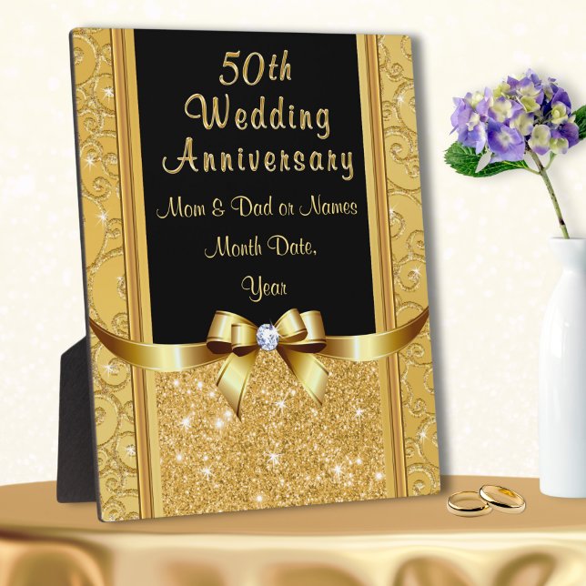 Plaque Photo Cadeau abordable de 50 ans pour les parents (50th anniversary plaque. Affordable gifts for parents 50th wedding anniversary. 50 year anniversary.)