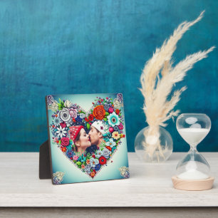 Plaque Photo Cadeau de coeur floral personnalisé Cadeau romanti