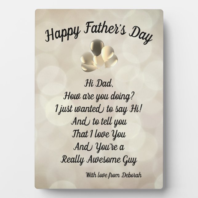 Plaque Photo Cadeau de fête du Père heureux personnalisé (Devant)