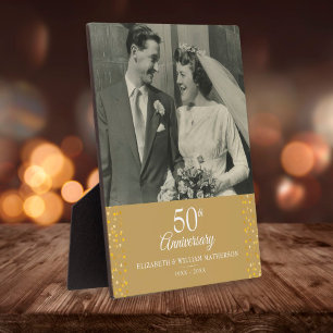 Plaque Photo Cadeau de noces de diamant - 50 ans - Cœurs d'amou