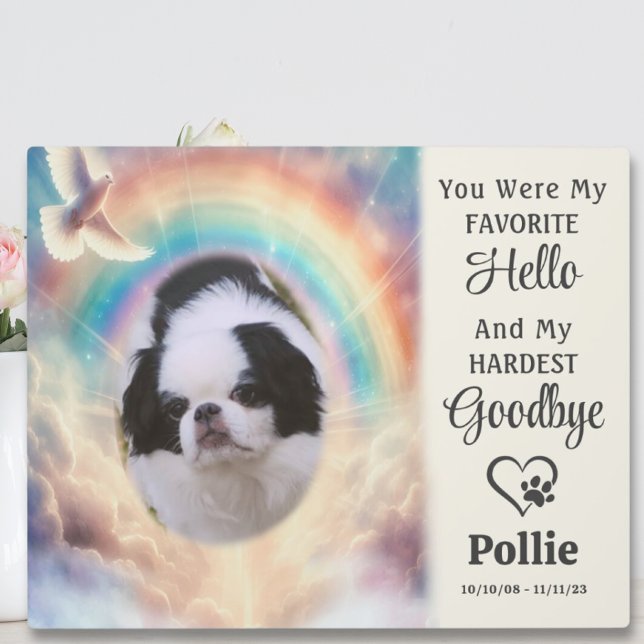 Plaque Photo Cadeau de souvenir de compagnie aquarelle arc-en-c (Pet Memorial Keepsake Watercolor Rainbow Photo Plaque Cat Dog)