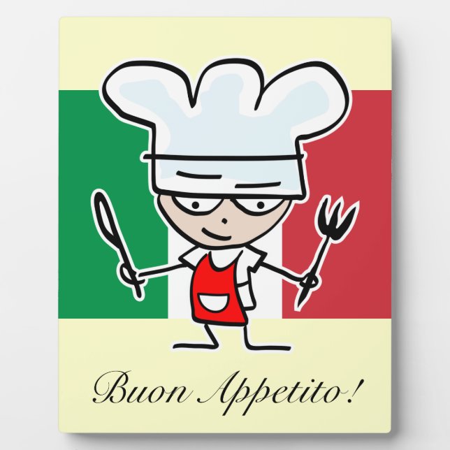 Plaque Photo Cadeau décoratif italien avec humour de cuisine (Devant)