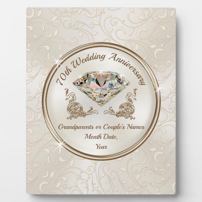 Plaque Photo Cadeau Personnalisé 70 Anniversaire Mariage (Devant)
