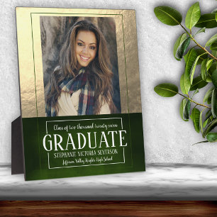 Plaque Photo Cadeau photo de couleurs de l'école verte et or