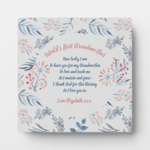 Plaque Photo CADEAU - Poèmes grand-mère de petits-enfants - PER