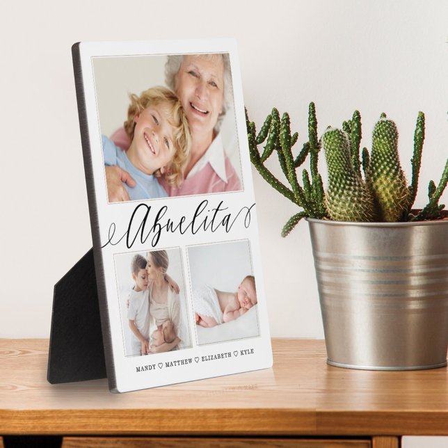Plaque Photo Cadeau pour Abuelita | Grandchildren 3 Photo Colla (Créateur téléchargé)