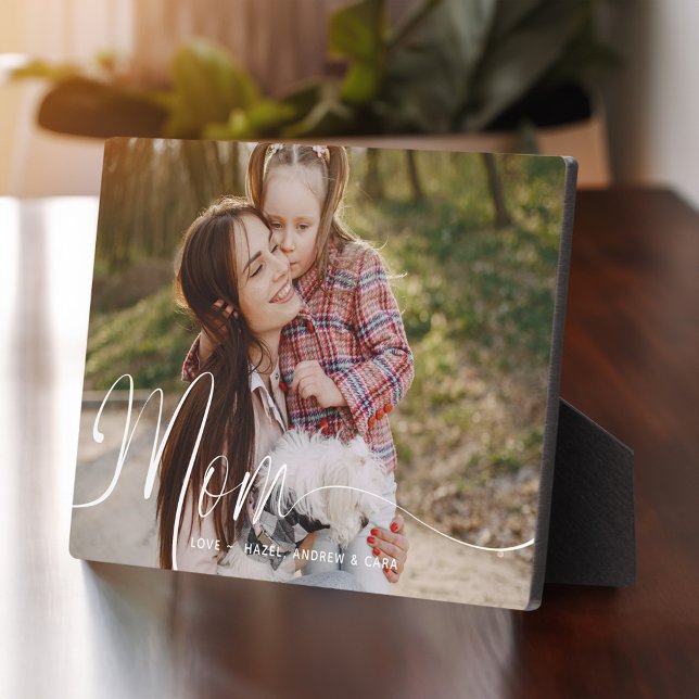 Plaque Photo Cadeau pour la Fête des mères de maman - Photo ple (Gift for Mom Mother's Day Full Photo Mum Script Plaque)