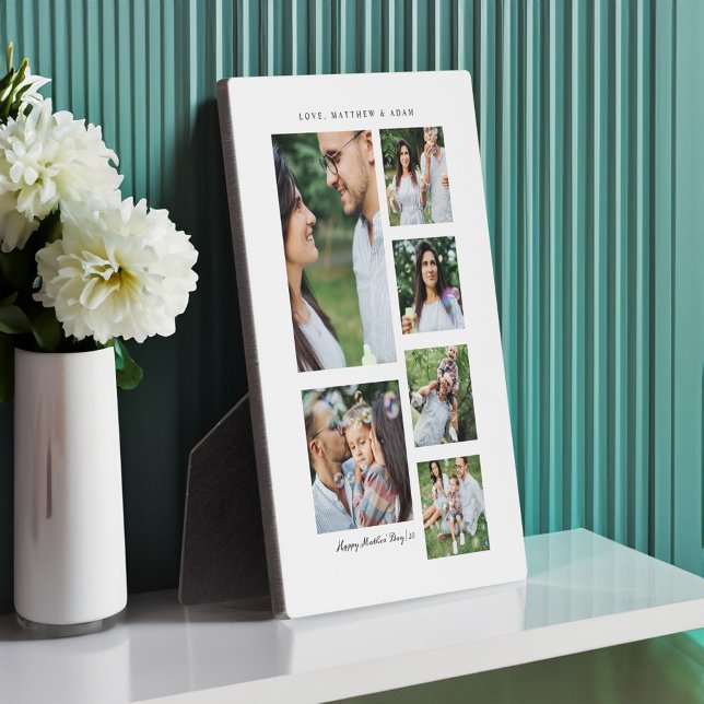Plaque Photo Cadeau pour maman | Collage photo de la fête des m (Gift for Mom | Mother's Day 6 Photo Collage Plaque)