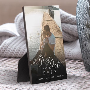 Plaque Photo Cadeau Pour Meilleur Papa Jamais Élégant Script & 