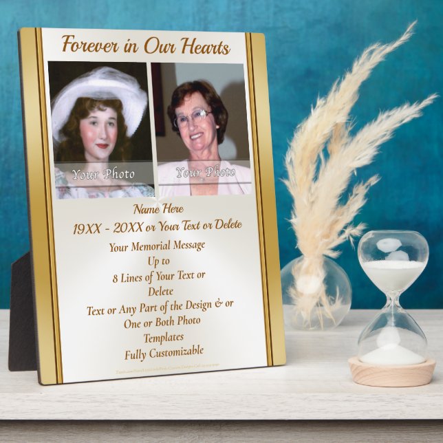 Plaque Photo Cadeaux commémoratifs personnalisés pour la perte  (Côté)