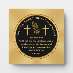 Plaque Photo Cadeaux d'appréciation du pasteur personnalisé et