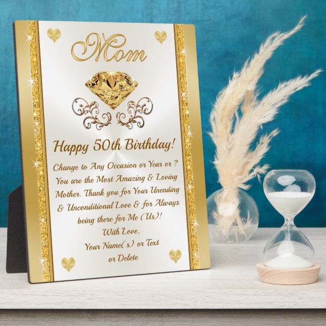 Plaque Photo Cadeaux de 50e anniversaire pour maman (Côté)