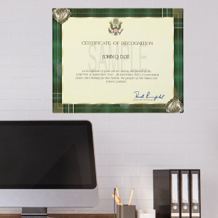 Plaque Photo Cadre antique vert avec votre photo ici en argent