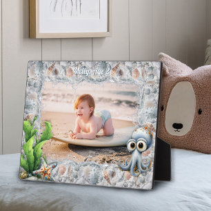 Plaque Photo Cadre photo enfant : Pieuvre mignonne et coquillag
