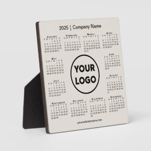 Plaque Photo Calendrier 2025 Entreprise Logo Beige Business
