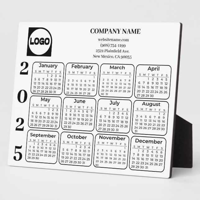 Plaque Photo Calendrier 2025 Personnalisé Nom et logo de l'entr (Côté)