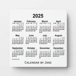 Plaque Photo Calendrier de bureau blanc 2025 de Janz
