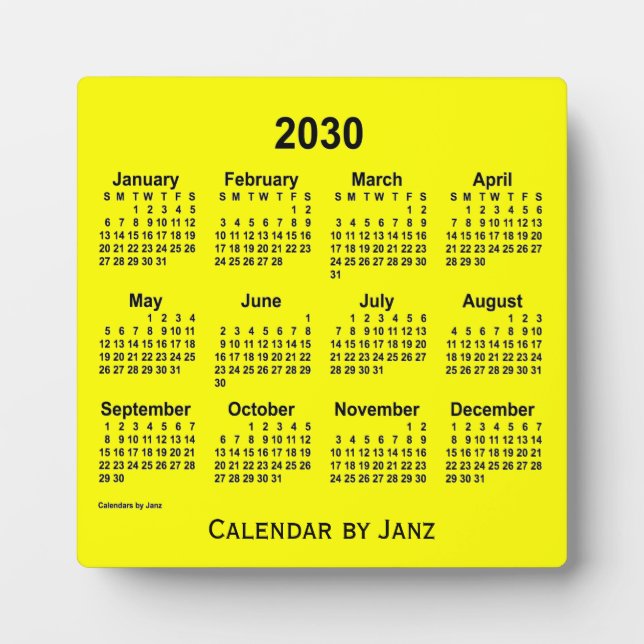 Plaque Photo Calendrier du bureau jaune 2030 par Janz (Devant)