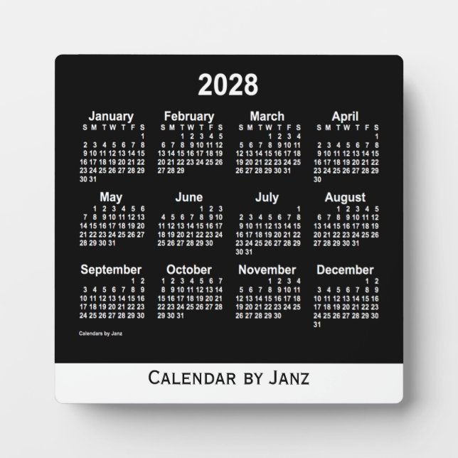Plaque Photo Calendrier Neon White Desk 2028 par Janz (Devant)