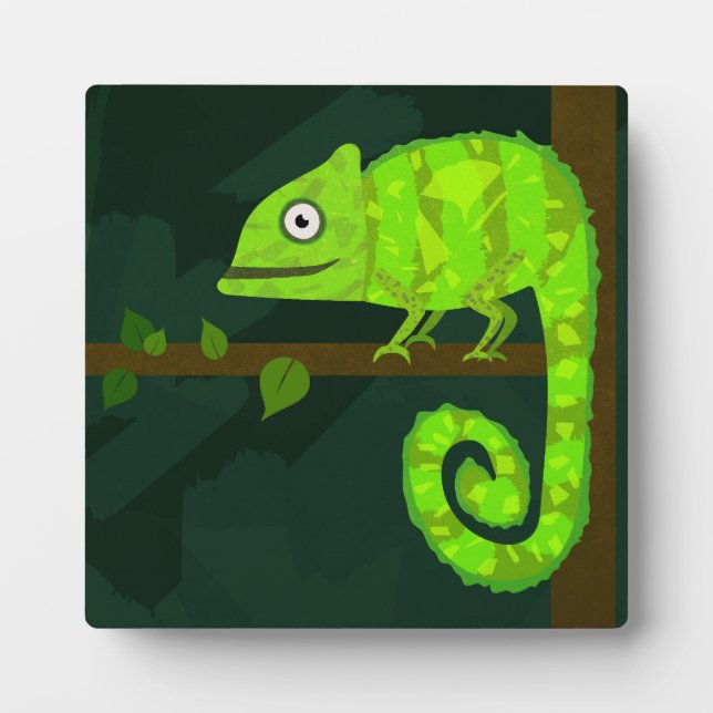 Plaque Photo Caméléon vert mignon (Devant)