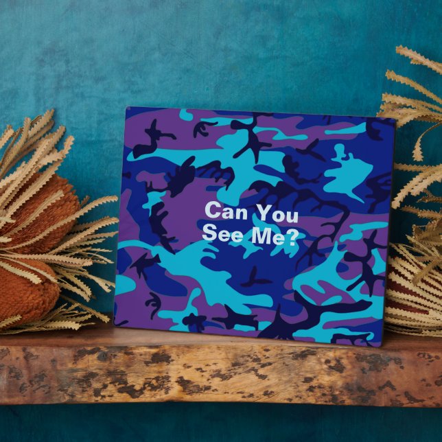 Plaque Photo Camouflage bleu foncé et Motif violet (Côté)