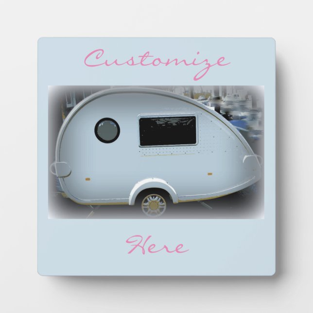 Plaque Photo Caravane en teardrop simplifiée roulette gypsy (Devant)