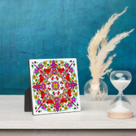 Plaque Photo Cardinal et fleurs Mandala