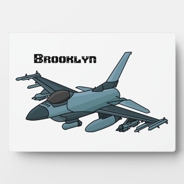 Plaque Photo Caricature d'avion de chasse militaire (Devant)