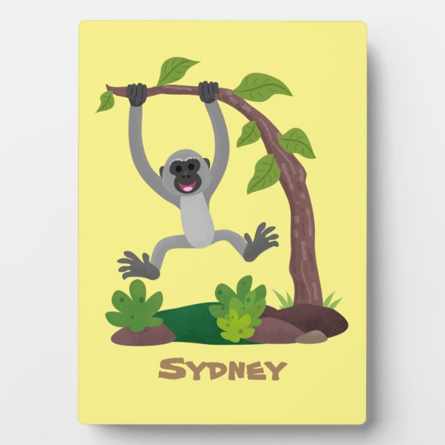 Plaque Photo Caricature de bande de gibbon joyeux (Devant)