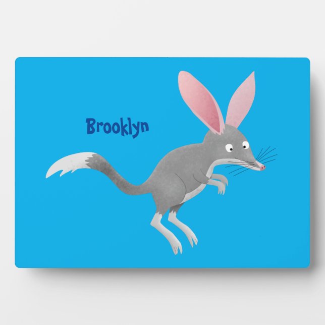 Plaque Photo Caricature de bilby australien très heureuse (Devant)