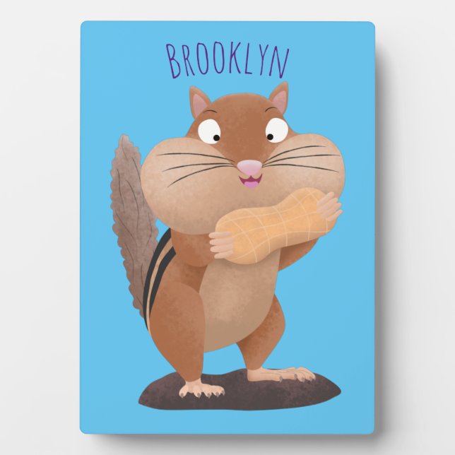 Plaque Photo Caricature de chipmunk à grosses joues mignonnes (Devant)
